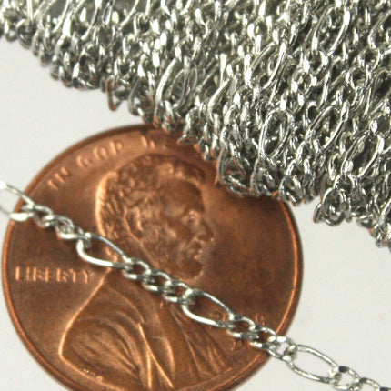 Rhodium Plated Figaro Chain Bulk, 32 ft. Spool of Antique Silver SOLDERED Chain Facet Sturdy figaro chain 1.8mm - Necklace - 1.8FIGARO