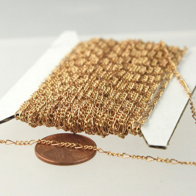 32 ft Raw Brass (Copper Color) Figaro Chain SOLDERED Chain Facet Sturdy figaro chain 1.8mm - Necklace   DIY Chain