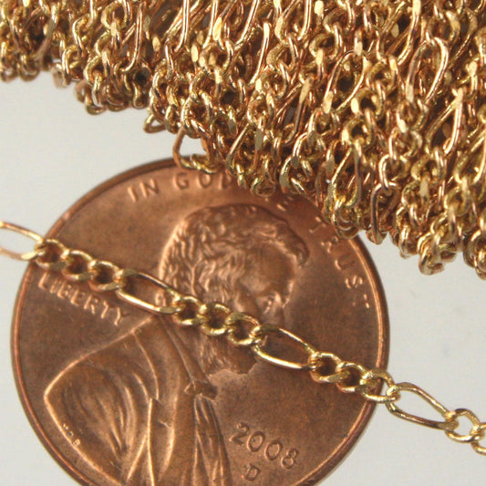 300 feet Spool Raw Brass (Copper Color)s Figaro Chain Bulk - SOLDERED Chain Facet Sturdy figaro chain 1.8mm - Necklace   DIY Chain - 1.8FIGARO