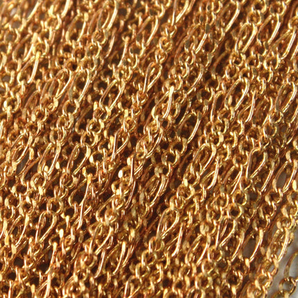 32 ft Raw Brass (Copper Color) Figaro Chain SOLDERED Chain Facet Sturdy figaro chain 1.8mm - Necklace   DIY Chain