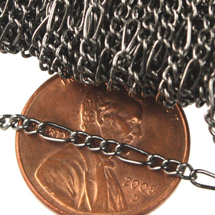 Wholesale Lot 300 feet reel Gunmetal Figaro Chain Bulk - 1.8mm SOLDERED Chain Facet Sturdy figaro chain - Necklace   DIY Chain - 1.8FIGARO