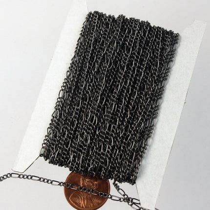 Wholesale Lot 300 feet reel Gunmetal Figaro Chain Bulk - 1.8mm SOLDERED Chain Facet Sturdy figaro chain - Necklace   DIY Chain - 1.8FIGARO