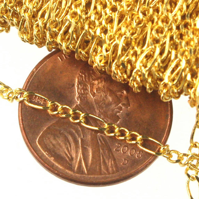 300 feet Spool Gold Plated Figaro Chain Bulk - SOLDERED Chain Facet Sturdy figaro chain 1.8mm - Necklace   DIY Chain - 1.8FIGARO