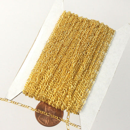 Gold Plated Figaro Chain Bulk, 32 ft. of SOLDERED Chain Facet Sturdy figaro chain 1.8mm - Necklace   DIY Chain - 1.8FIGARO