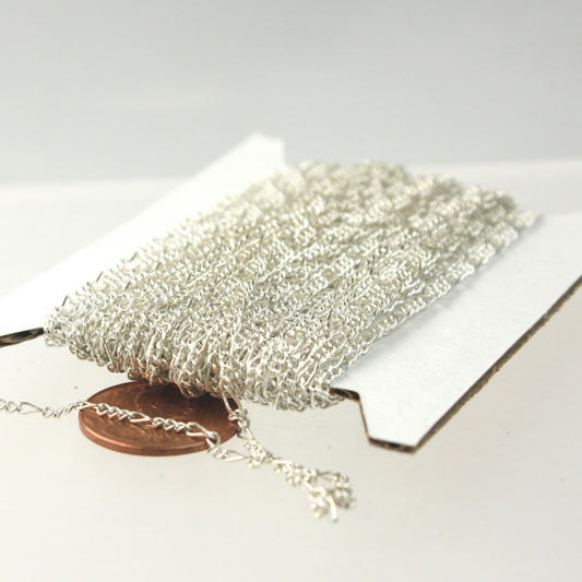 Sterling Silver Plated Figaro Chain Bulk, 3 ft. of SOLDERED Chain Facet Sturdy figaro chain 1.8mm - Necklace   DIY Chain - 1.8FIGARO