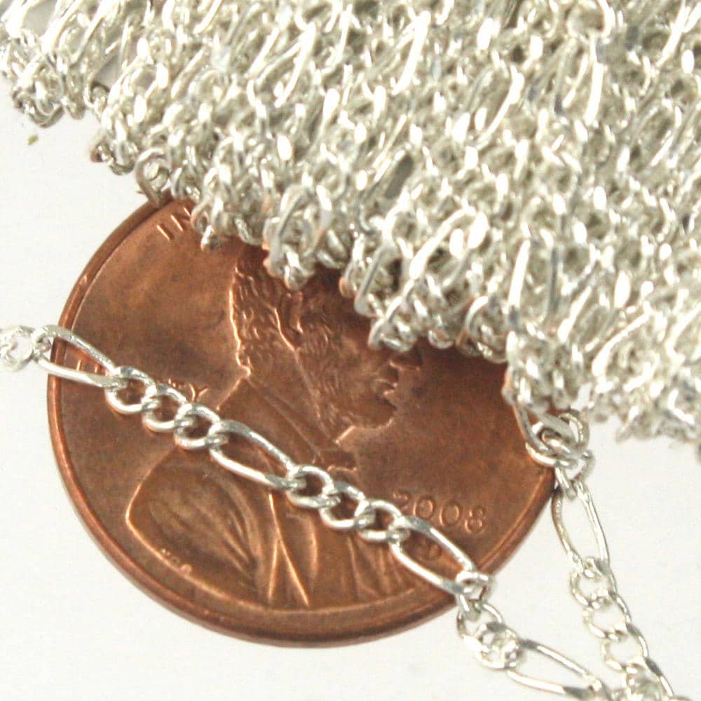 300 feet Spool Sterling Silver Plated Figaro Chain Bulk - SOLDERED Chain Facet Sturdy figaro chain 1.8mm - Necklace   DIY - 1.8FIGARO