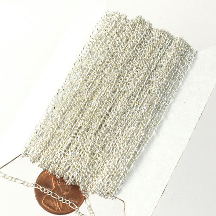 Sterling Silver Plated Figaro Chain Bulk, 32 ft. of SOLDERED Chain Facet Sturdy figaro chain 1.8mm - Necklace   DIY Chain - 1.8FIGARO