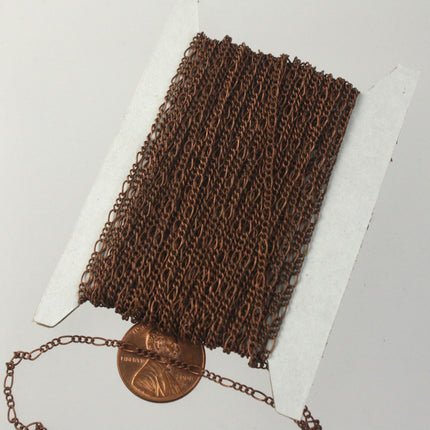 Antique Copper Figaro Chain Bulk, 100 ft. Spool of SOLDERED Chain FACET Sturdy figaro chain 1.8mm - Necklace Bracelet - 1.8FIGARO