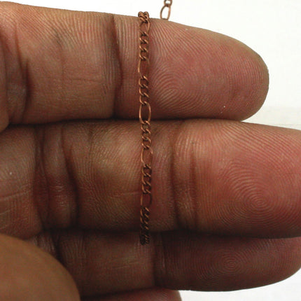 Antique Copper Figaro Chain Bulk, 10 ft. Spool of SOLDERED Chain Facet Sturdy figaro chain 1.8mm - Necklace Bracelet - 1.8FIGARO