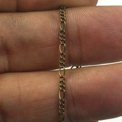 Antique Bronze Figaro Chain Bulk, 32 ft. Spool of Antique Brass SOLDERED Facet Sturdy figaro chain 1.8mm - Necklace Bracelet - 1.8FIGARO
