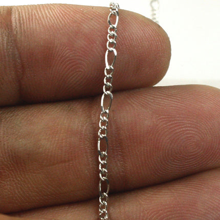 Rhodium Plated Figaro Chain Bulk, 10 ft. Spool of Antique Silver SOLDERED Chain Facet Sturdy figaro chain 1.8mm - Necklace - 1.8FIGARO