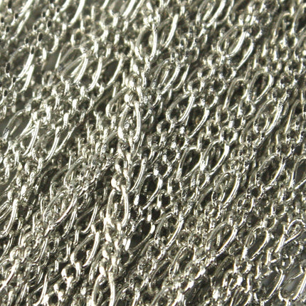 Rhodium Plated Figaro Chain Bulk, 10 ft. Spool of Antique Silver SOLDERED Chain Facet Sturdy figaro chain 1.8mm - Necklace - 1.8FIGARO