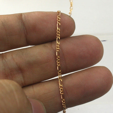 32 ft Raw Brass (Copper Color) Figaro Chain SOLDERED Chain Facet Sturdy figaro chain 1.8mm - Necklace   DIY Chain