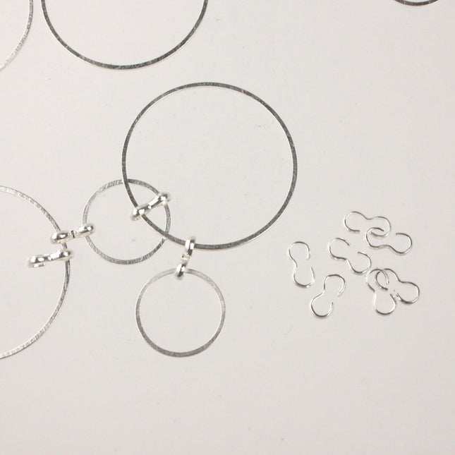 50 Silver Plated 3 Shape Connector Link - 8x4mm