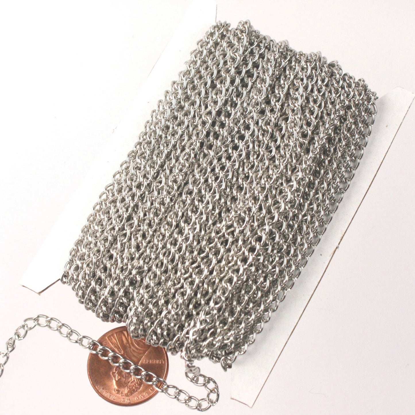 32 ft of Rhodium Plated Curb Chain - 3.0mm 0.8mm Unsoldered Link -  30CURB