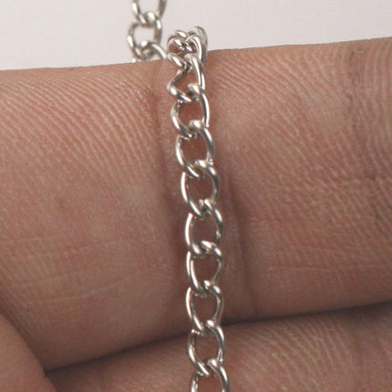 32 ft of Rhodium Plated Curb Chain - 3.0mm 0.8mm Unsoldered Link -  30CURB