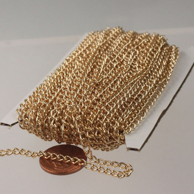 12 ft of Champagne Gold (Pinky Gold) Plated  Curb Chain - 3.0mm 0.8mm Unsoldered Link -  30CURB
