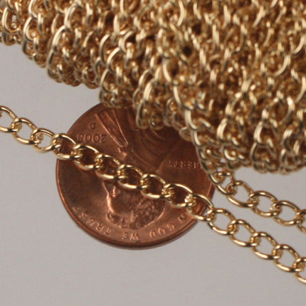 12 ft of Champagne Gold (Pinky Gold) Plated  Curb Chain - 3.0mm 0.8mm Unsoldered Link -  30CURB
