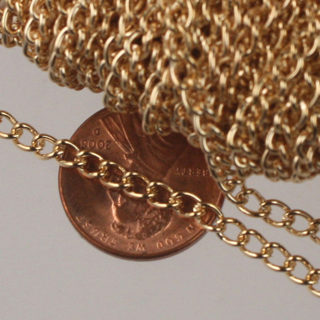 12 ft of Champagne Gold (Pinky Gold) Plated  Curb Chain - 3.0mm 0.8mm Unsoldered Link -  30CURB