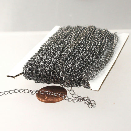 10 ft Gunmetal SOLDER Curb Chain EXTENDER Chain - 4x3mm  - 43CURB