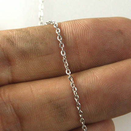 Ready to Wear Dainty Micro Stainless Steel Flat Cable Chain Necklace - 1.55mm - 0.3mm - 16/18/20/24 inch - with  Lobster Clasp - STNECT04