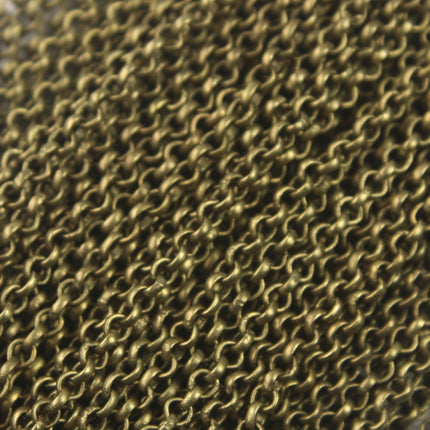 Antique Bronze ROLO Chain bulk, 32 ft of SOLDERED BRASS Rolo Chain - 2.0mm 2mm Soldered Links -  Wholesale Bulk - 20BL