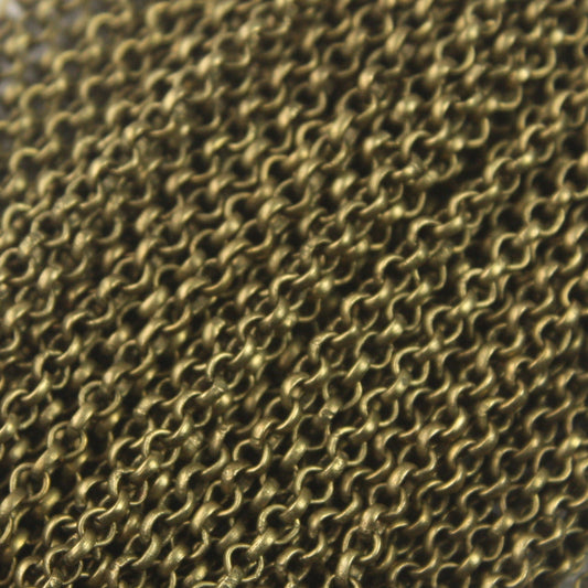 Antique Bronze ROLO Chain bulk, 32 ft of SOLDERED BRASS Rolo Chain - 2.0mm 2mm Soldered Links -  Wholesale Bulk - 20BL