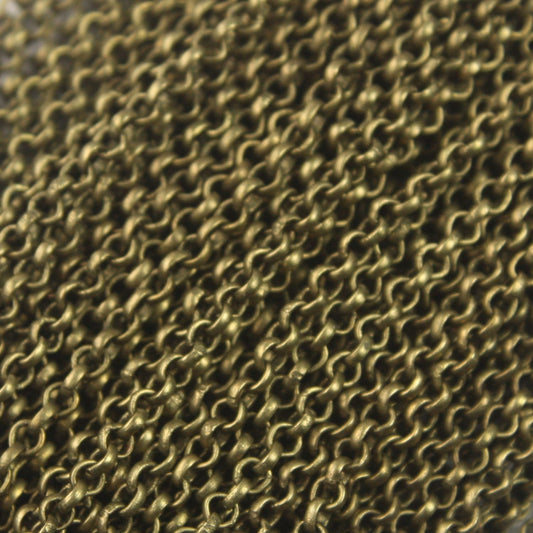 Antique Bronze ROLO Chain bulk, 10 ft of SOLDERED BRASS Rolo Chain - 2.0mm 2mm Soldered Links - 20BL