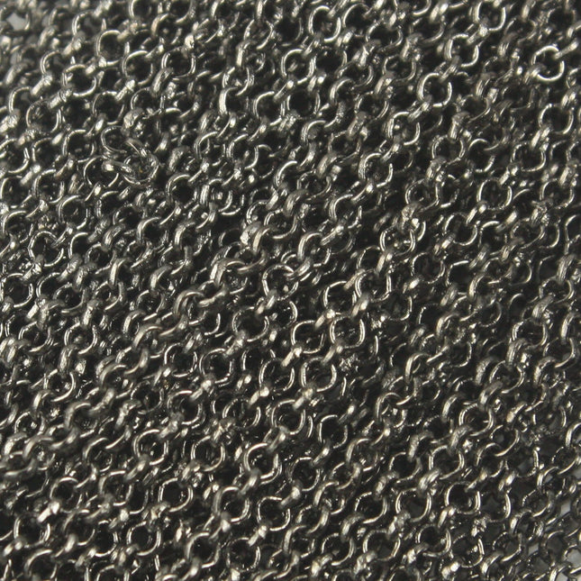 Gunmetal ROLO Chain bulk, 32 ft of SOLDERED Rolo Chain - 2.0mm 2mm Soldered Links - Necklace Bracelet Wholesale Bulk - 20BL