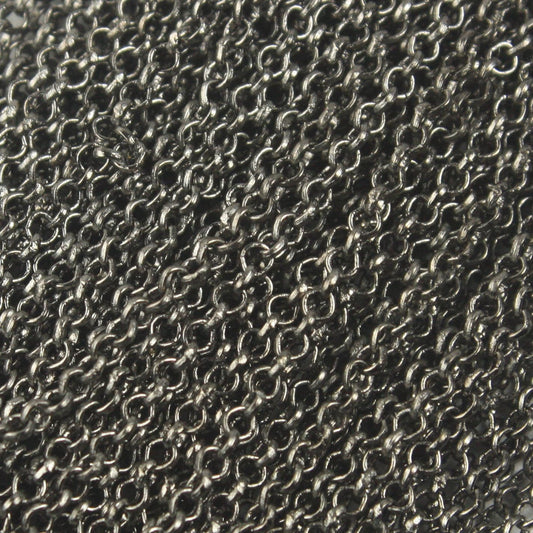 32 feet Gunmetal ROLO Chain bulk - 2.0mnm 2mm SOLDERED Rolo Chain - Necklace Bracelet Wholesale Bulk