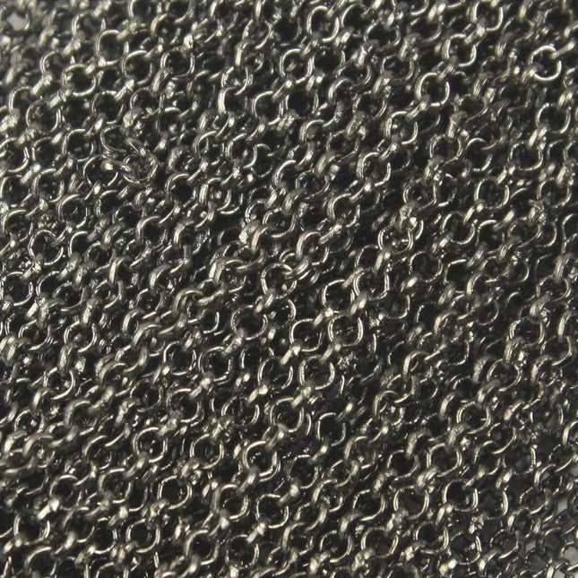 32 feet Gunmetal ROLO Chain bulk - 2.0mnm 2mm SOLDERED Rolo Chain - Necklace Bracelet Wholesale Bulk