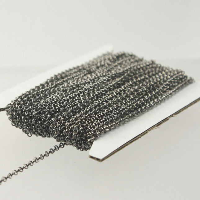 Gunmetal ROLO Chain bulk, 32 ft of SOLDERED Rolo Chain - 2.0mm 2mm Soldered Links - Necklace Bracelet Wholesale Bulk - 20BL
