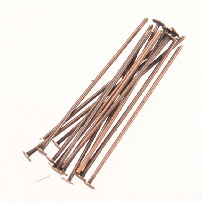 Bulk/FingerPick 300 pcs of Antique Copper Flat headpin - 1 inch 26mm 22Gauge - TPIN-22G-25