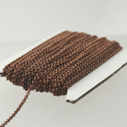 100 feet Antique Copper Rolo Chain SOLDERED Rolo Chain - 2.0mm 2mm Soldered Links bulk chain - 20BL