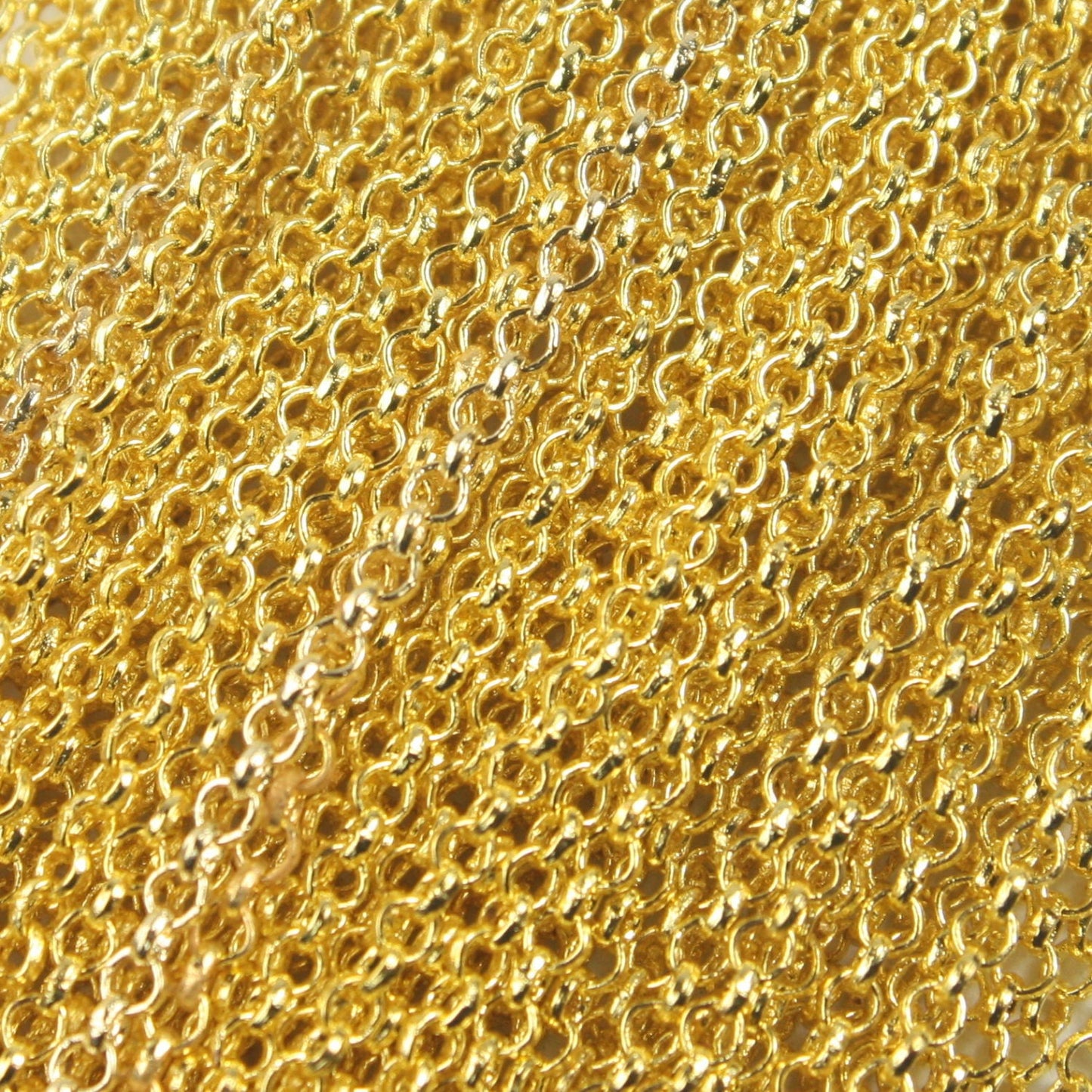 10 feet Gold Plated Rolo Chain bulk - 2.0mm 2mm SOLDER Link - Gold Plated SOLDERED Rolo Chain -  Wholesale Bulk Jewelry - 20BL