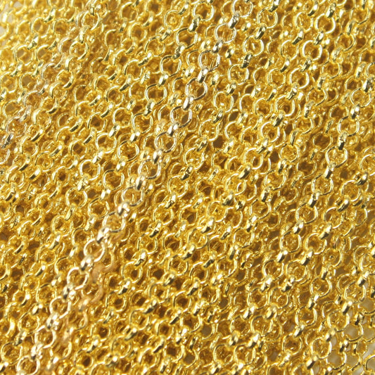 32 feet Gold Plated Rolo Chain SOLDERED Rolo Chain - 2.0mm 2mm Soldered Links -  Wholesale Bulk Jewelry  - 20BL