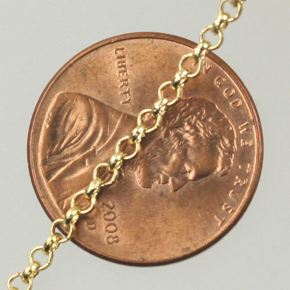 10 feet Gold Plated Rolo Chain bulk - 2.0mm 2mm SOLDER Link - Gold Plated SOLDERED Rolo Chain -  Wholesale Bulk Jewelry - 20BL