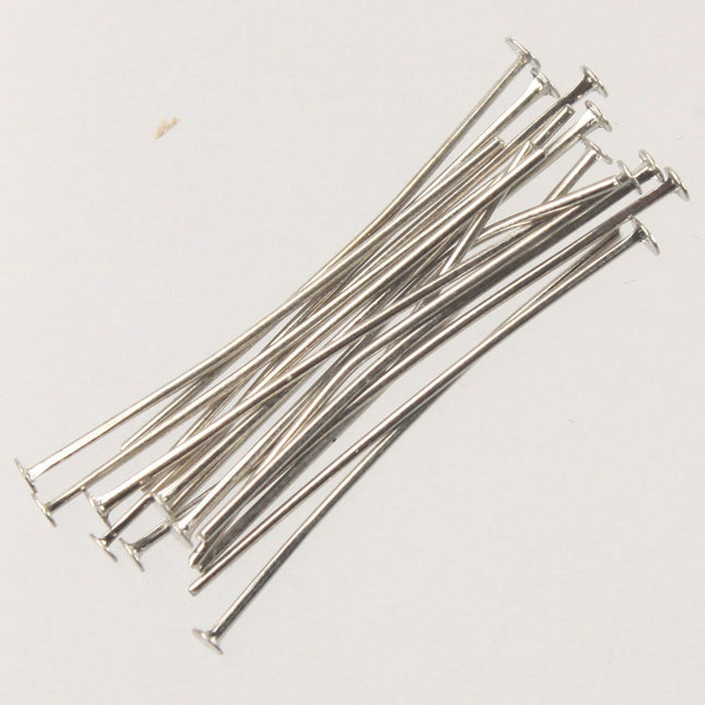 Bulk/FingerPick 300 Rhodium FLAT headpins Head Pins T Pins - 1 inch 26mm 22Gauge - TPIN-22G-25