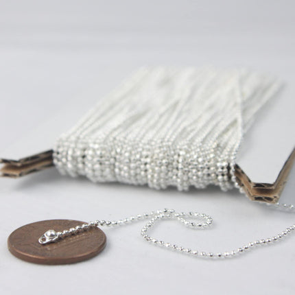 Sterling Silver Plated Ball Chain Bulk, 32 ft. spool of FACET micro ball chain - 1.2mm ball w/ FREE 10 connectors  (Crimp) - 12DC