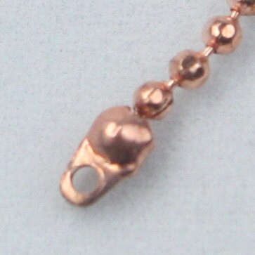 Copper Ball Chain Bulk, 10 ft. spool of FACET micro ball chain - 1.2mm ball w/ FREE 10 connectors  (Crimp) - 12DC