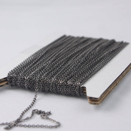 Gunmetal Bulk Chain, 10 ft of Tiny Flat Soldered Dainty Delicate Cable Chain - 2mm 2x1.4mm - Free Adequate Jumpring 50pcs - C214F