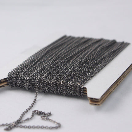 Gunmetal Bulk Chain, 32 ft of Tiny Flat Soldered Necklace Cable Chain - 2mm 2x1.4mm - Free Adequate Jumpring 50pcs - C214F