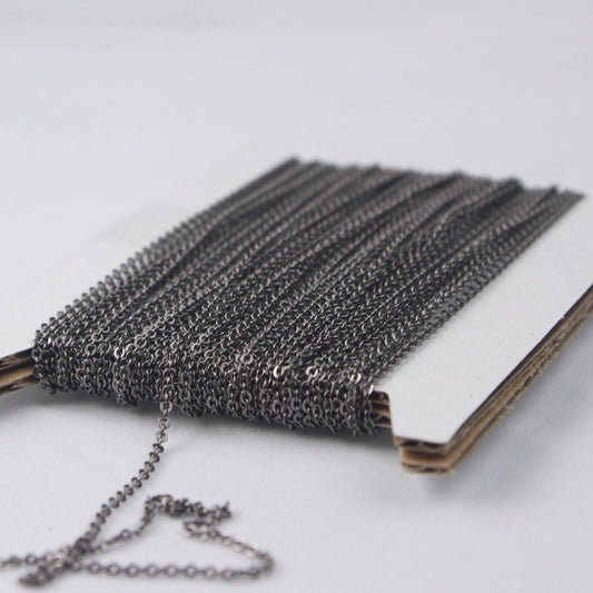 Gunmetal Bulk Chain, 100 ft of Tiny Flat Soldered Dainty Delicate Cable Chain - 2mm 2x1.4mm - Free Adequate Jumpring 200pcs - C214F