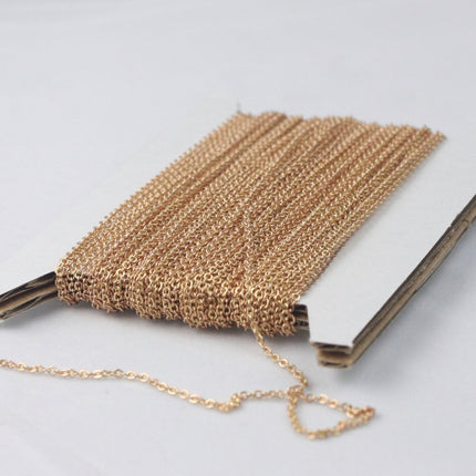 RAW Brass Chain Bulk Chain, 10 ft of Tiny Flat Soldered Necklace Wholesale Cable Chain - 2mm 2x1.4mm - Free Adequate Jumpring 5pcs - C214F