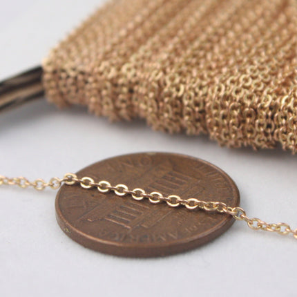 RAW Brass Chain Bulk Chain, 10 ft of Tiny Flat Soldered Necklace Wholesale Cable Chain - 2mm 2x1.4mm - Free Adequate Jumpring 5pcs - C214F
