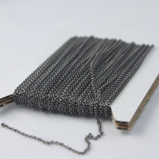 Gunmetal Chain Bulk Chain, 10 ft of Tiny Round SOLDERED Chain Cable Chain 1.6x1.4mm- Free Jump Rings 50pcs Dainty Delicate  Chain - 1614S