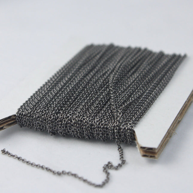 Gunmetal Chain Bulk Chain, 10 ft of Tiny Round SOLDERED Chain Cable Chain 1.6x1.4mm- Free Jump Rings 50pcs Dainty Delicate  Chain - 1614S
