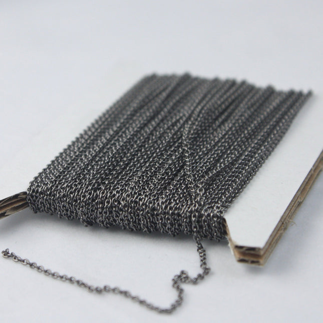 Gunmetal Chain Bulk Chain, 32 ft of Tiny Round SOLDERED Chain Cable Chain 1.6x1.4mm- Free Jump Rings 50pcs Dainty Delicate  Chain - 1614S