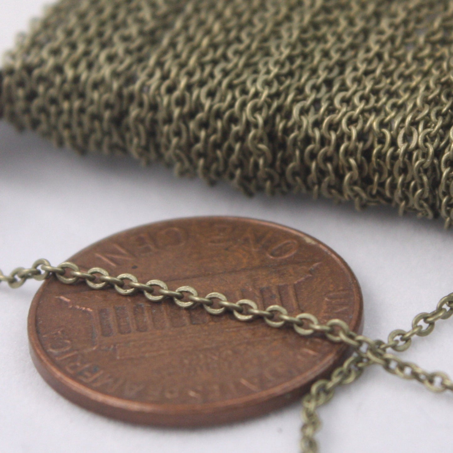 Antique Bronze Chain, bulk chain, 100 ft Tiny Flat Chain Soldered Cable Chain -2mm 2x1.4mm -Free Adequate Jumpring 200pcs - C214F