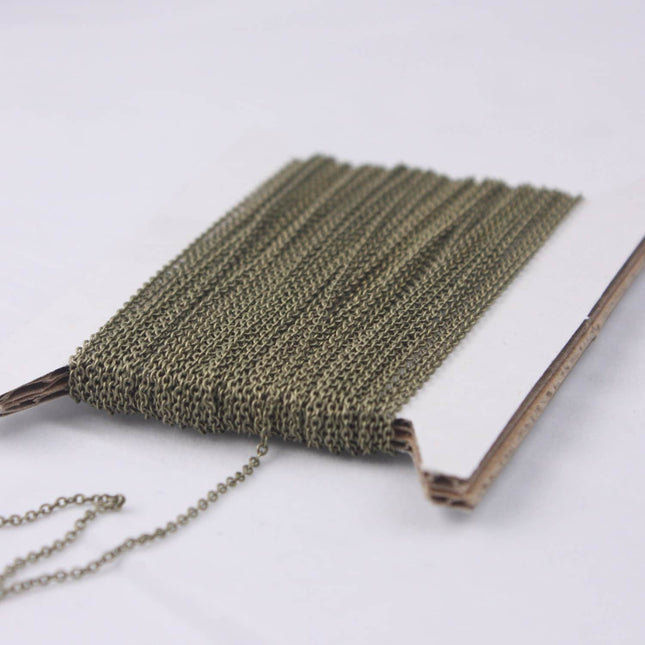 Antique Bronze Chain bulk chain, 10 ft spool of Tiny Flat Chain Soldered Cable Chain -2mm 2x1.4mm -Free Adequate Jumpring 50pcs - C214F